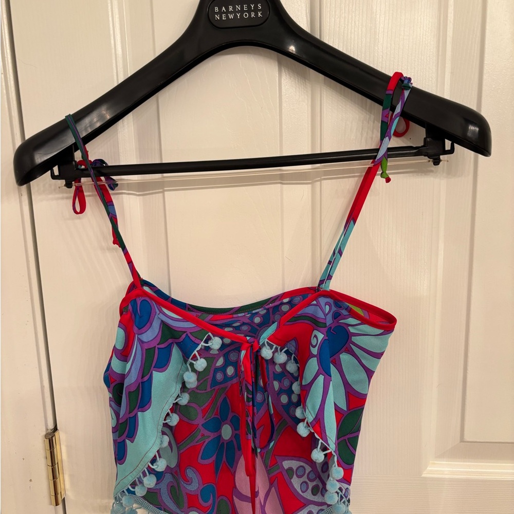 Designer Petro Zillow 100%Silk NWT Hankerchief tie Colorful Floral Women's Top - Picture 11 of 12